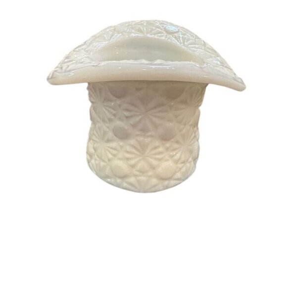 Vintage Milk Glass Top Hat Planter Set - Pressed Starburst Pattern - Decorative - Picture 10 of 11